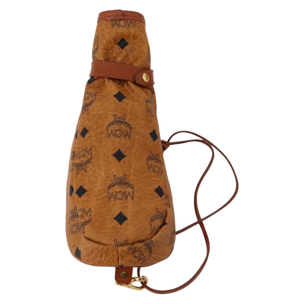 MCM Logogram Vicetos Golf Club Headcover PVC Leather Brown Gold Auth 170928