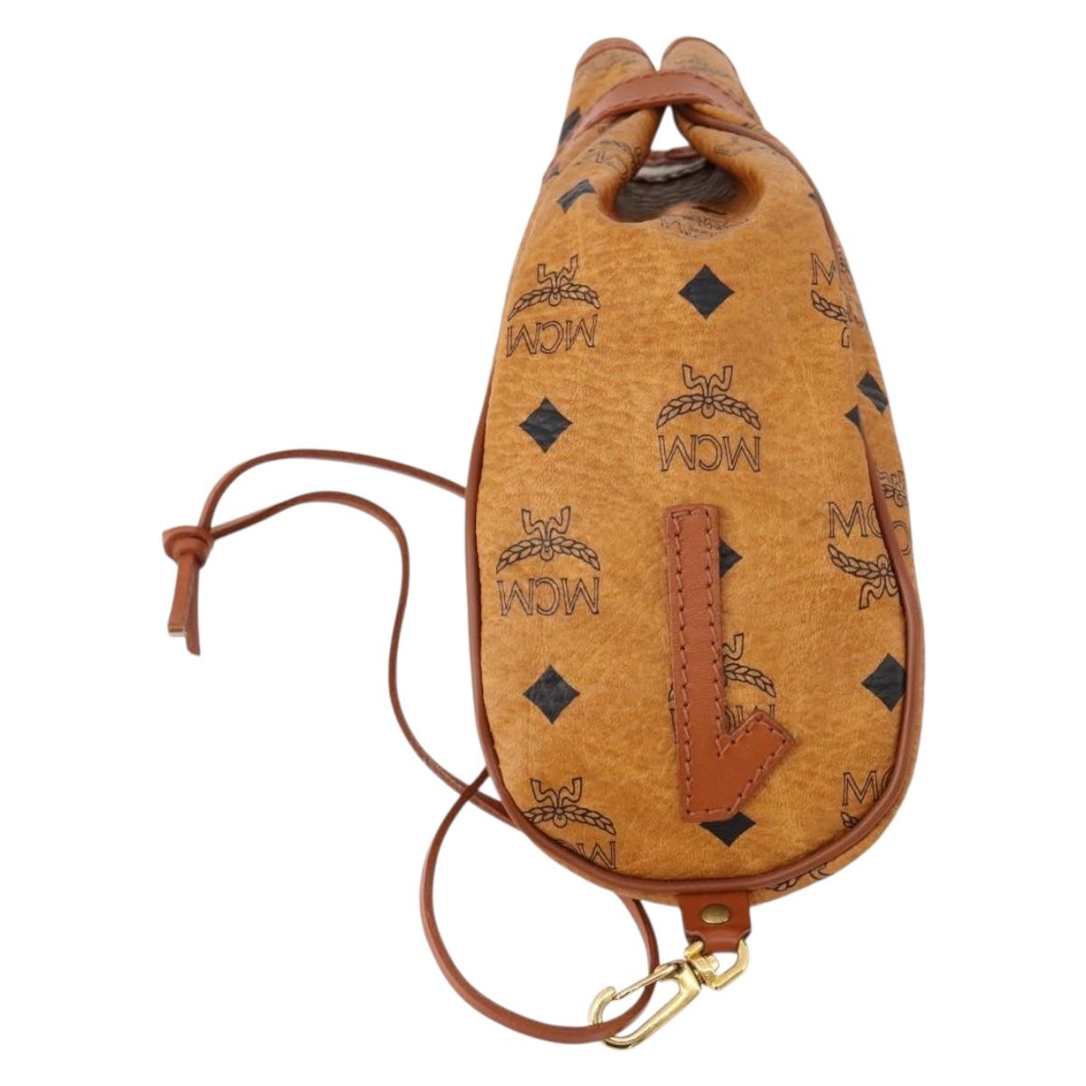 MCM Logogram Vicetos Golf Club Headcover PVC Leather Brown Gold Auth 170928