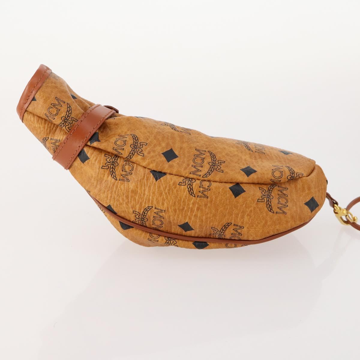 MCM Logogram Vicetos Golf Club Headcover PVC Leather Brown Gold Auth 170928