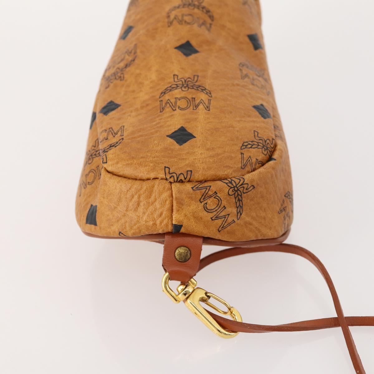 MCM Logogram Vicetos Golf Club Headcover PVC Leather Brown Gold Auth 170928