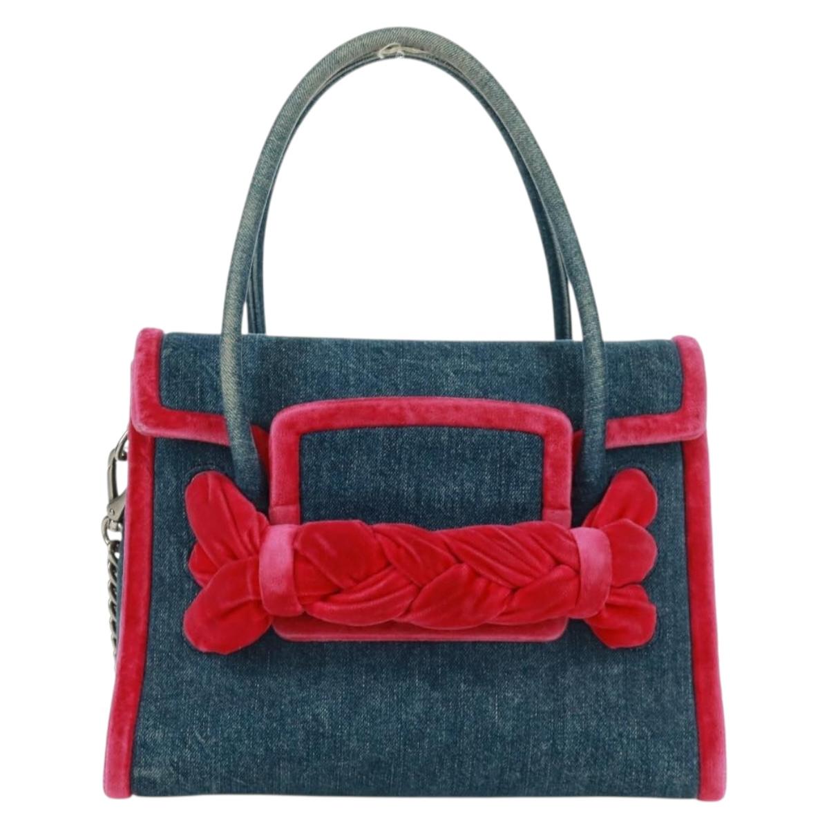 Miu Miu Chain Shoulder Bag Denim 2way Blue Auth 170929V