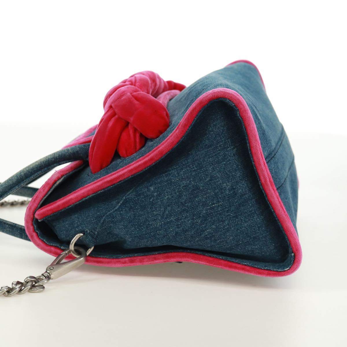 Miu Miu Chain Shoulder Bag Denim 2way Blue Auth 170929V