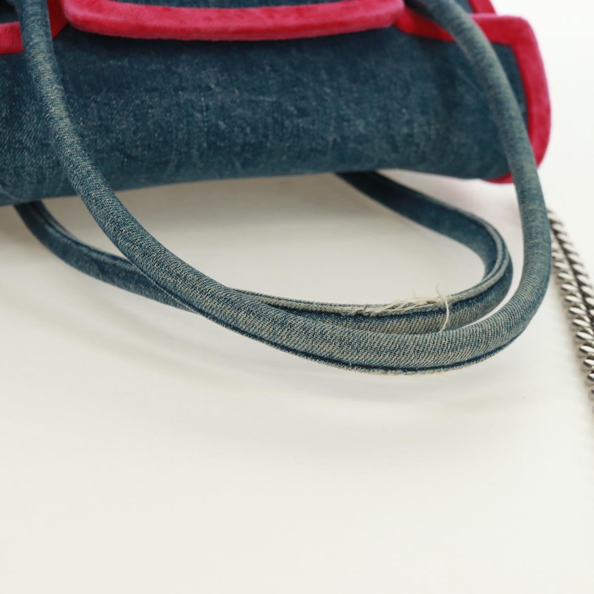 Miu Miu Chain Shoulder Bag Denim 2way Blue Auth 170929V