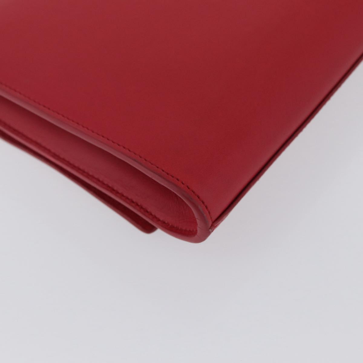 SAINT LAURENT Y Line Clutch Bag Leather Red Gold 311213 Auth 170930