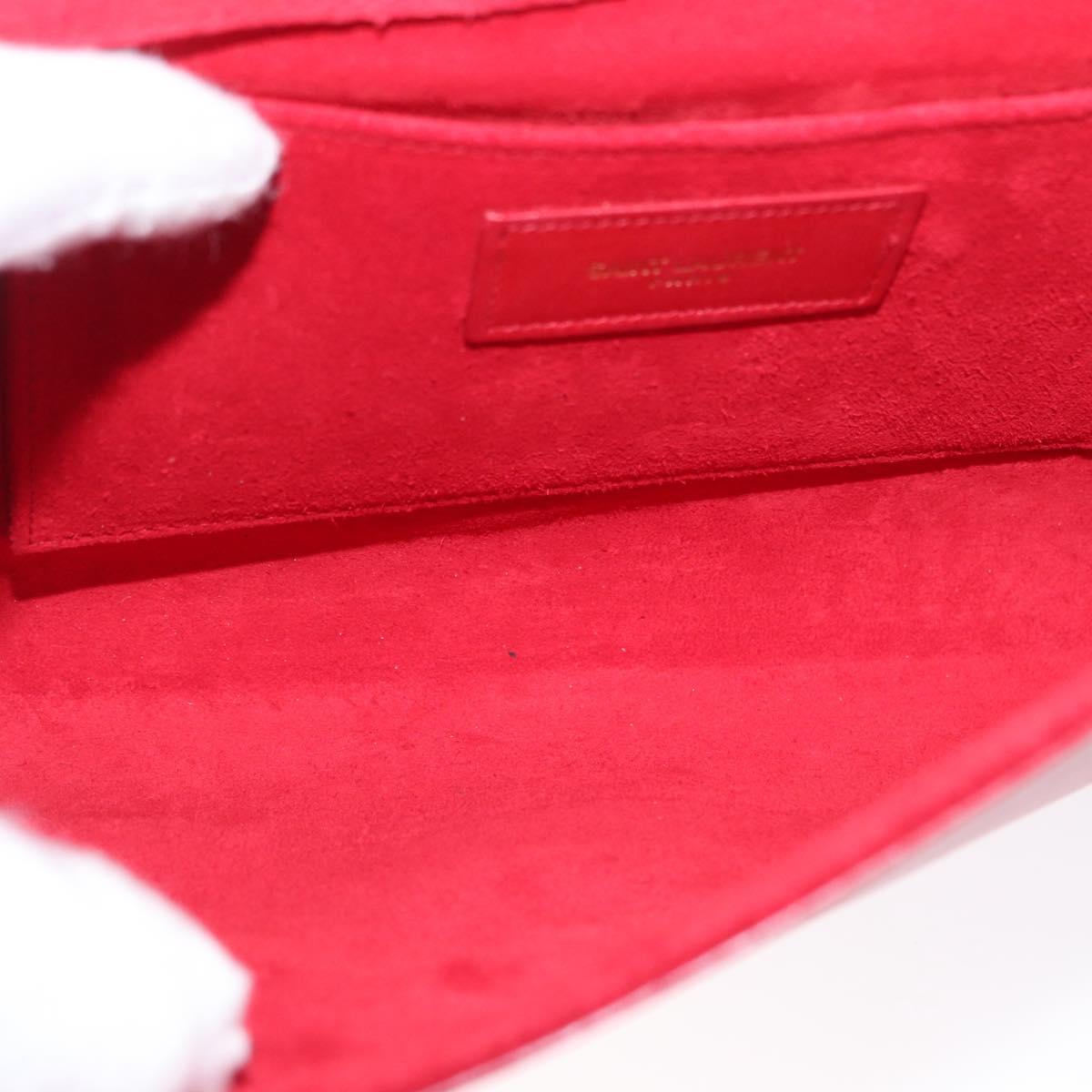 SAINT LAURENT Y Line Clutch Bag Leather Red Gold 311213 Auth 170930