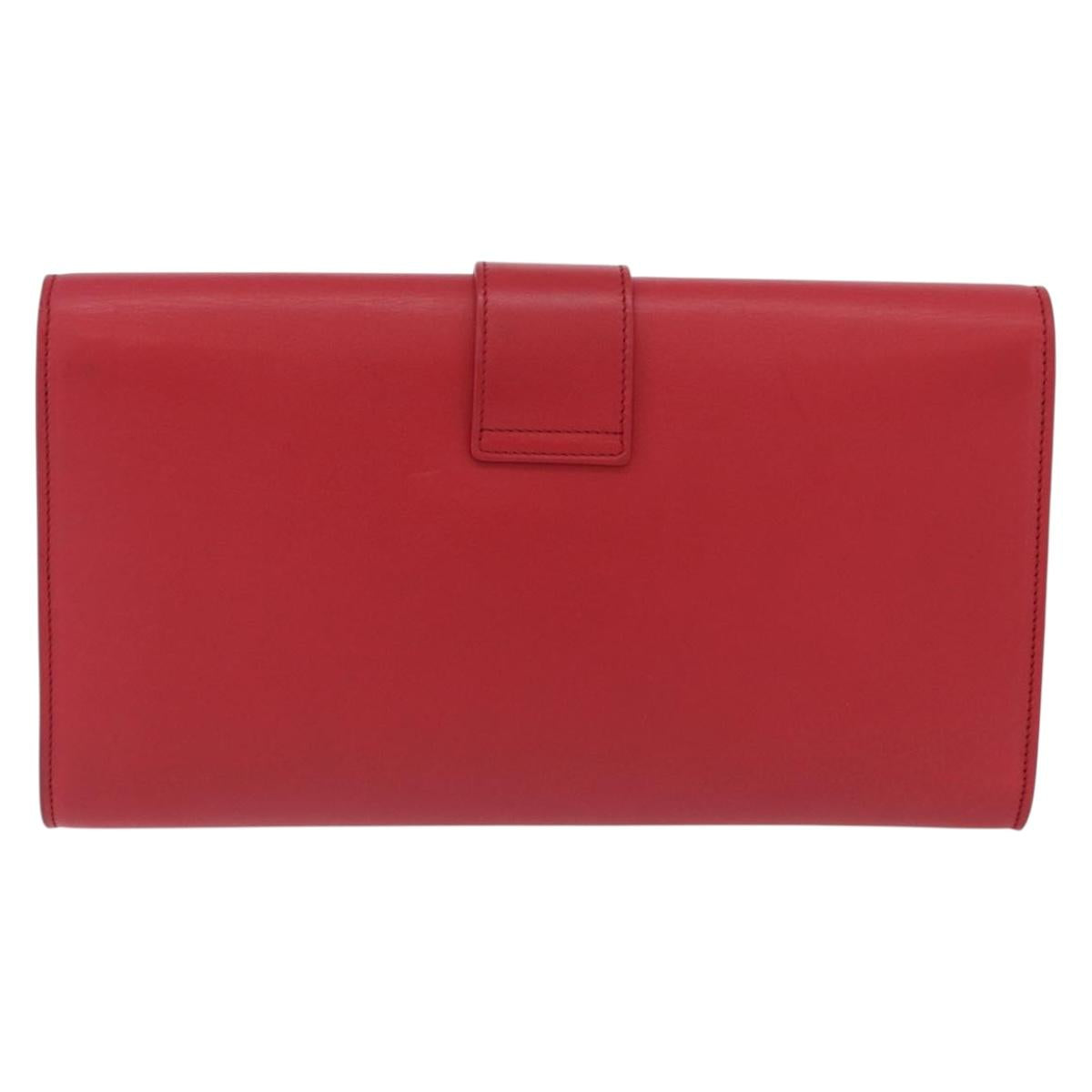 SAINT LAURENT Y Line Clutch Bag Leather Red Gold 311213 Auth 170930