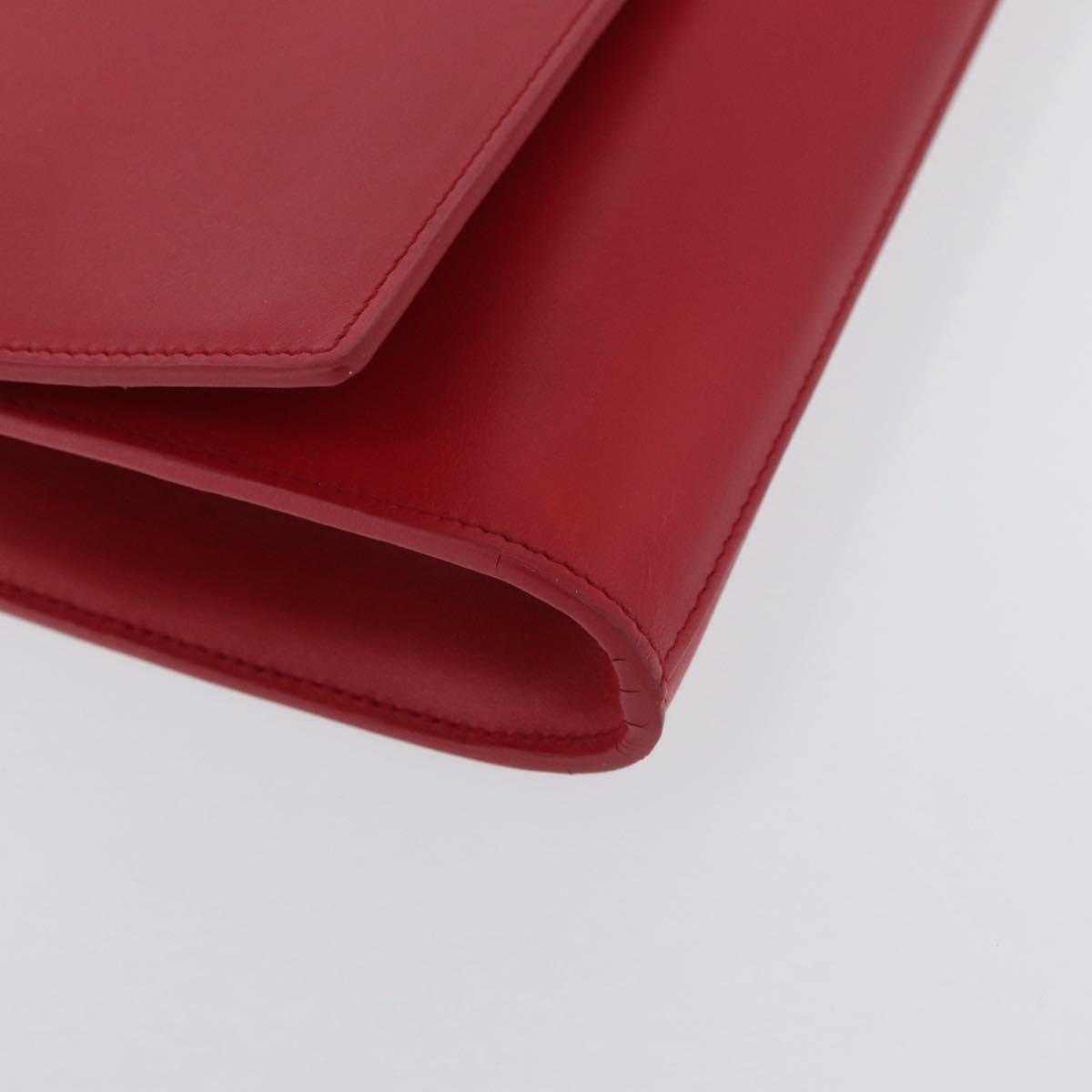 SAINT LAURENT Y Line Clutch Bag Leather Red Gold 311213 Auth 170930
