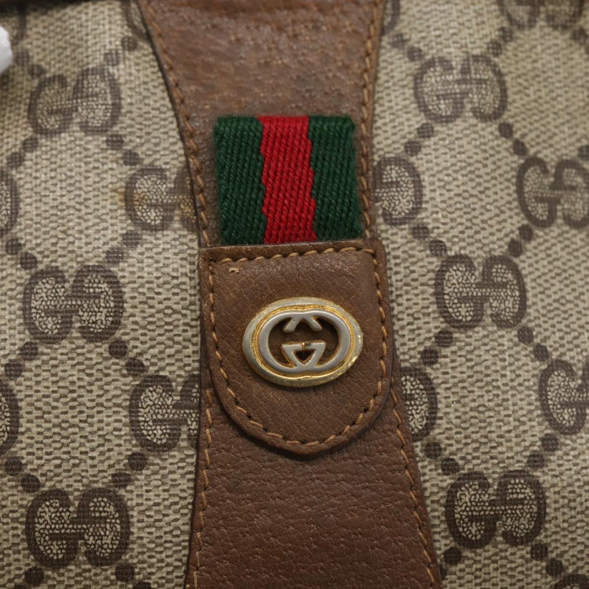 GUCCI GG Supreme Web Sherry Line Clutch Bag PVC Beige Gold 89 01 034 Auth 170931