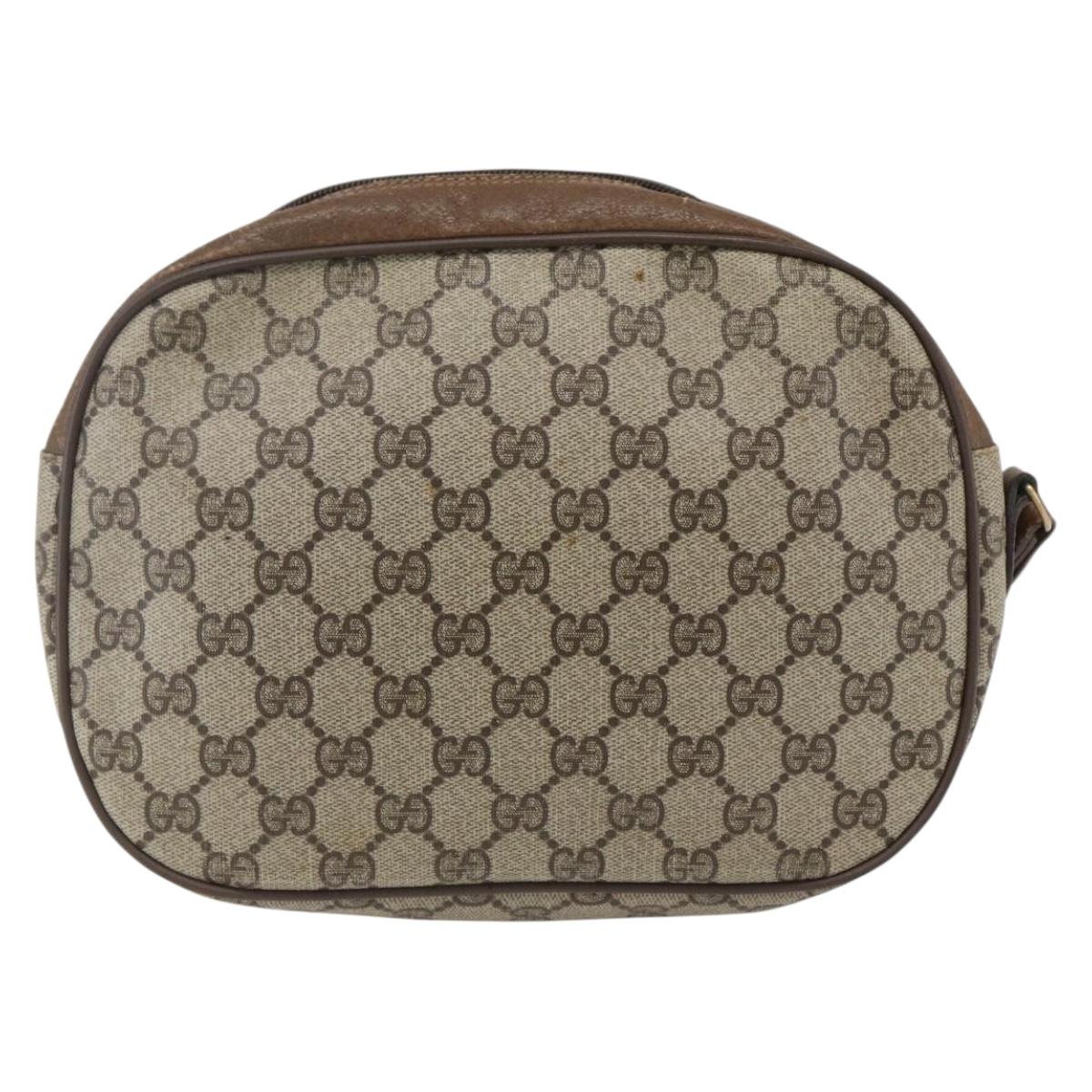 GUCCI GG Supreme Web Sherry Line Clutch Bag PVC Beige Gold 89 01 034 Auth 170931