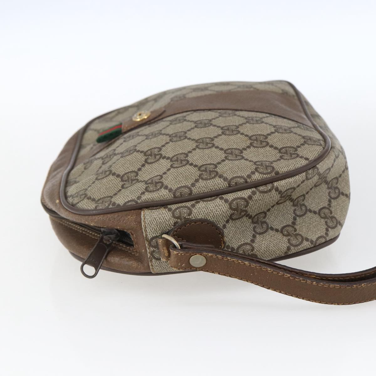 GUCCI GG Supreme Web Sherry Line Clutch Bag PVC Beige Gold 89 01 034 Auth 170931