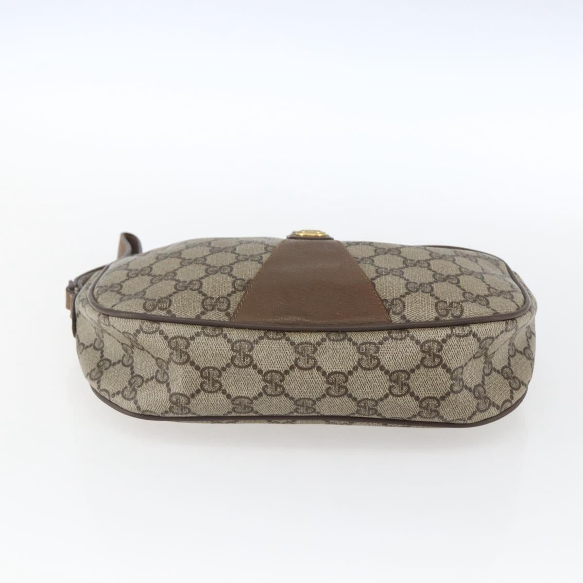 GUCCI GG Supreme Web Sherry Line Clutch Bag PVC Beige Gold 89 01 034 Auth 170931