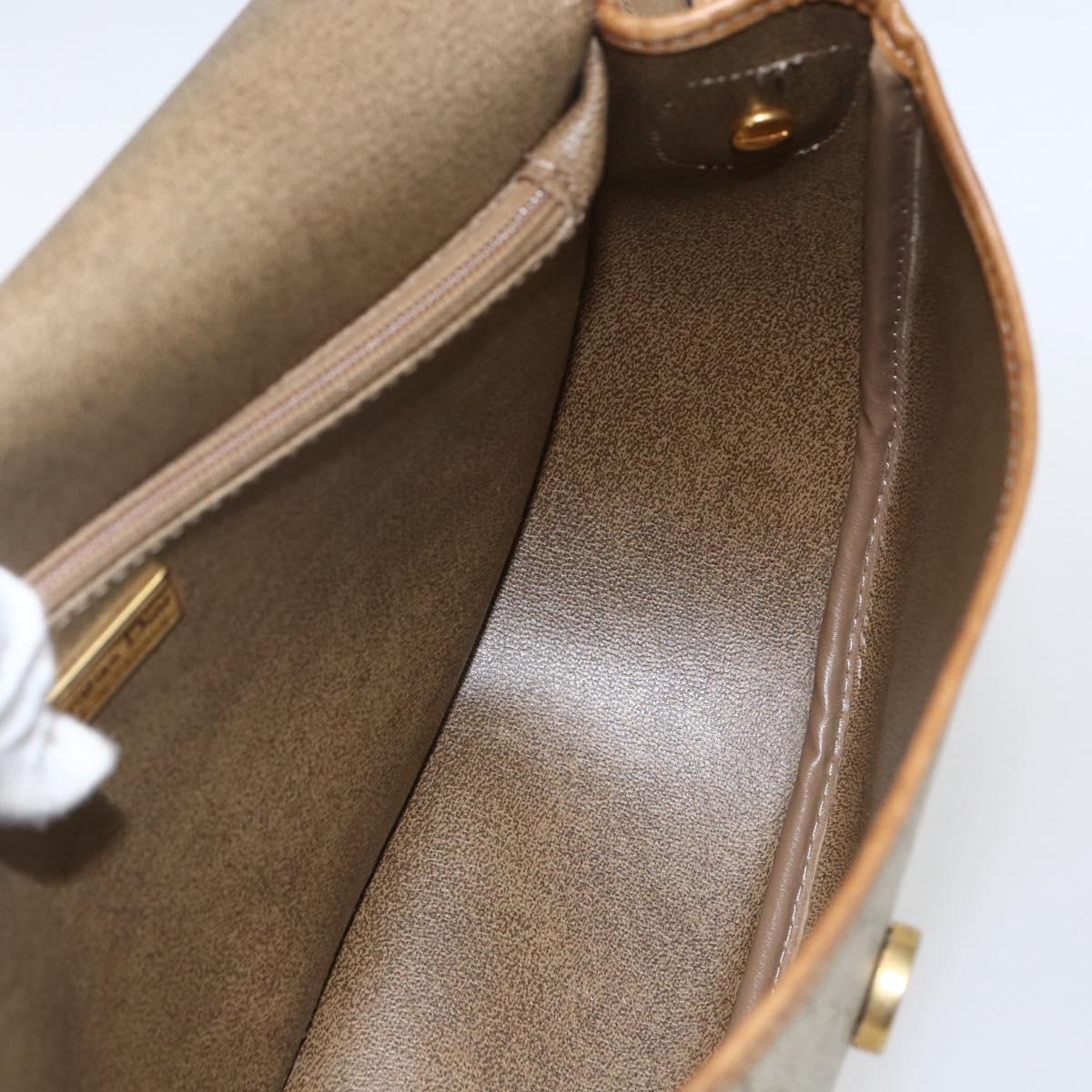 Christian Dior Honeycomb Canvas Shoulder Bag PVC Beige Gold Auth 170932