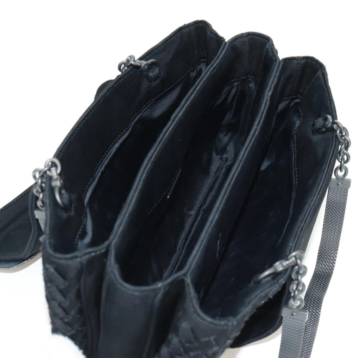 BOTTEGA VENETA INTRECCIATO Chain Hand Bag Black Auth 170936V