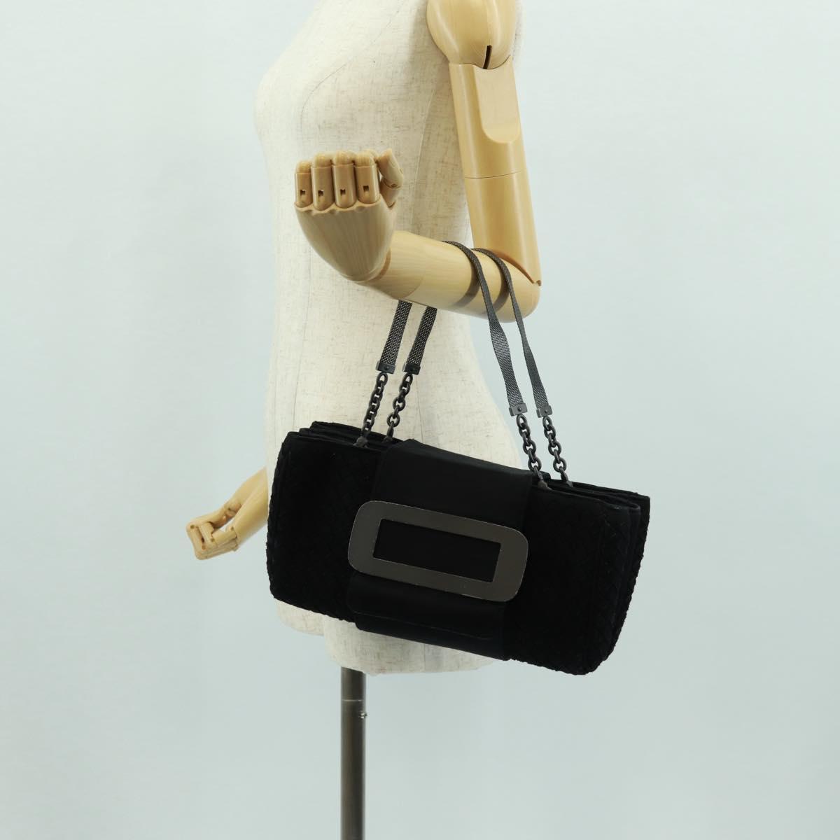BOTTEGA VENETA INTRECCIATO Chain Hand Bag Black Auth 170936V