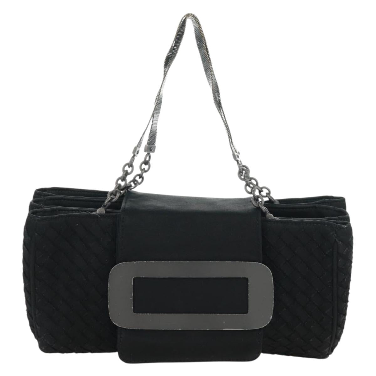 BOTTEGA VENETA INTRECCIATO Chain Hand Bag Black Auth 170936V