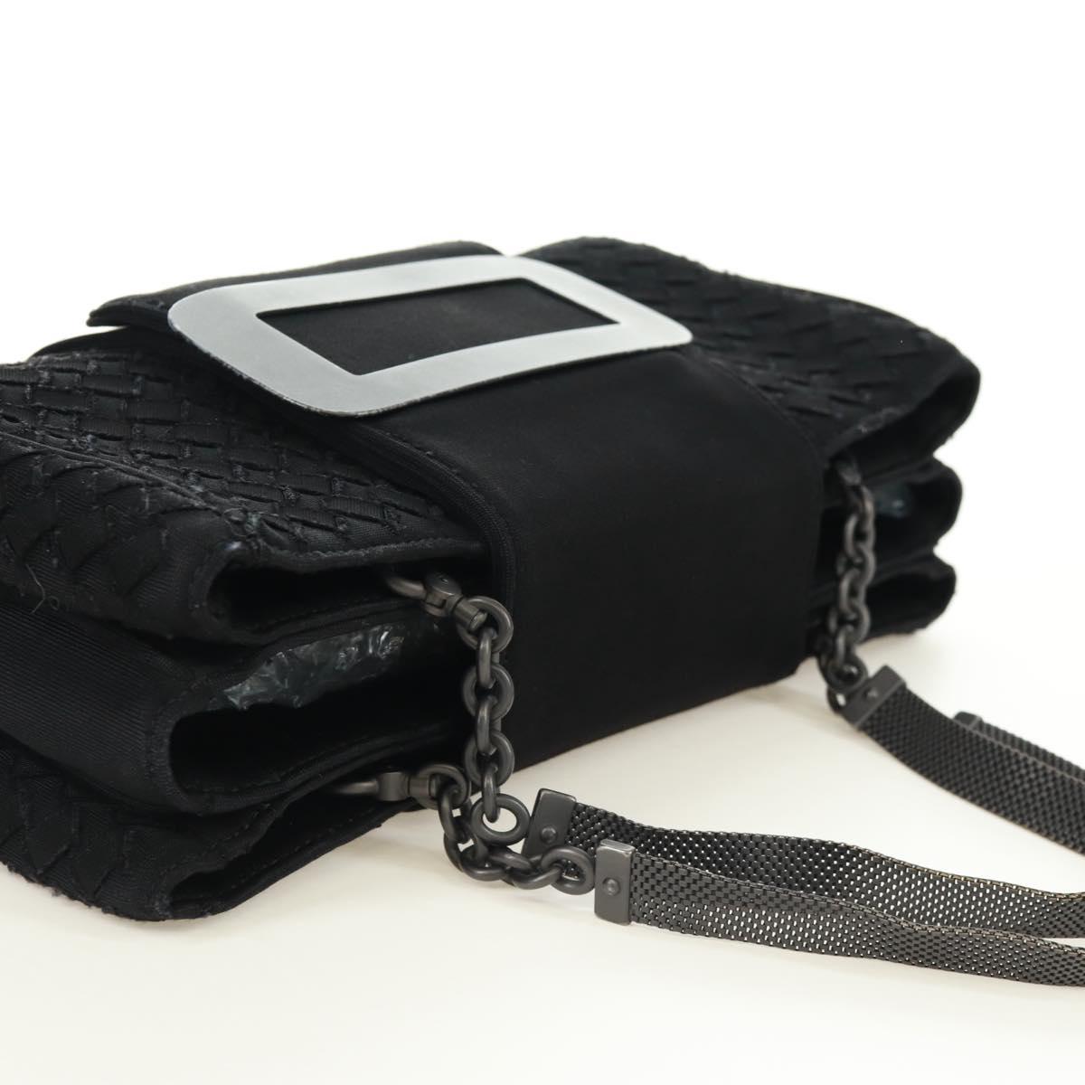 BOTTEGA VENETA INTRECCIATO Chain Hand Bag Black Auth 170936V
