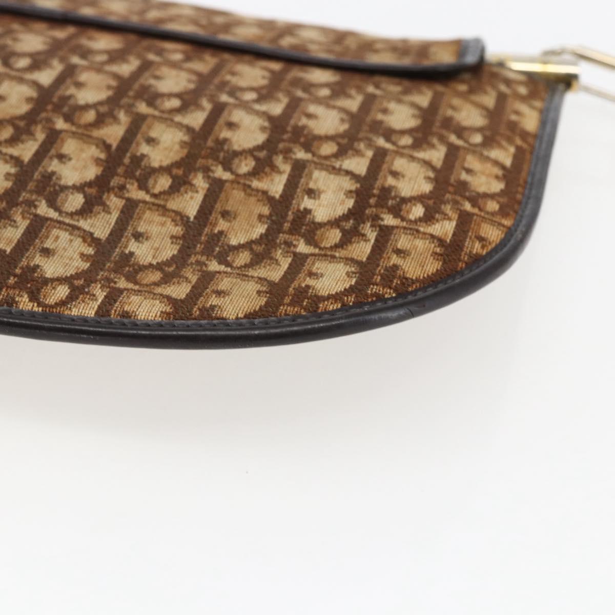 Christian Dior Trotter Canvas Shoulder Bag Beige Gold Auth 170939