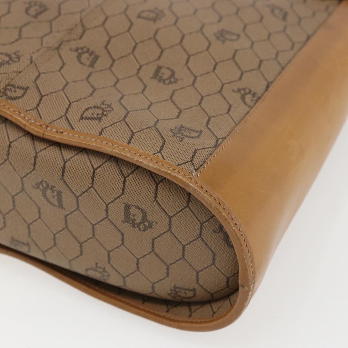 Christian Dior Honeycomb Canvas Shoulder Bag PVC Brown Gold Auth 170940
