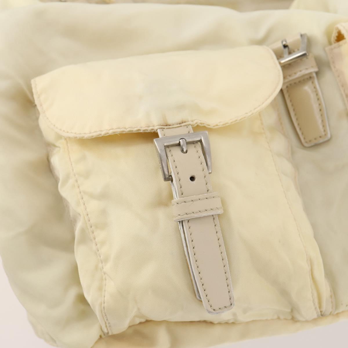 PRADA Backpack Nylon White Silver Auth 170947