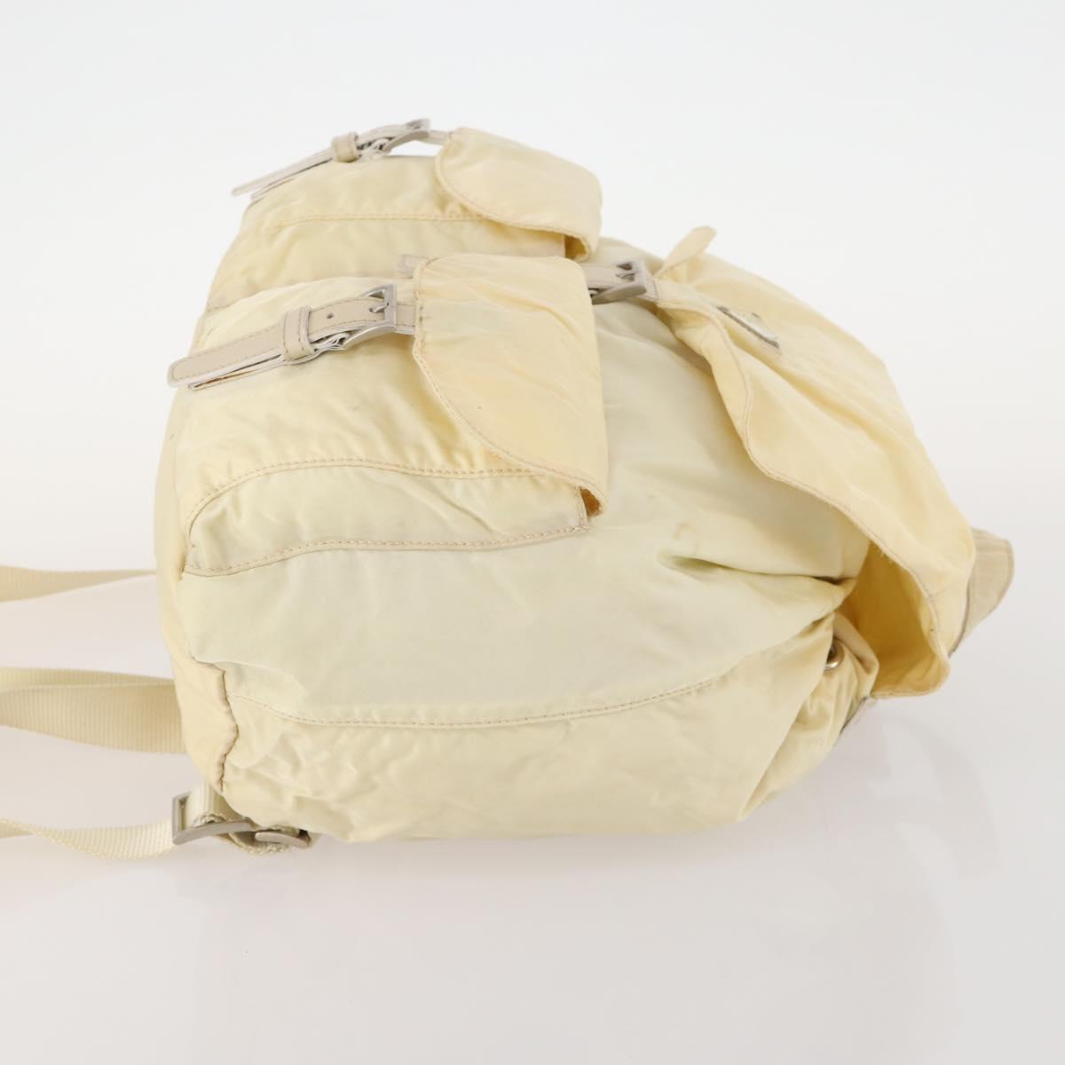 PRADA Backpack Nylon White Silver Auth 170947