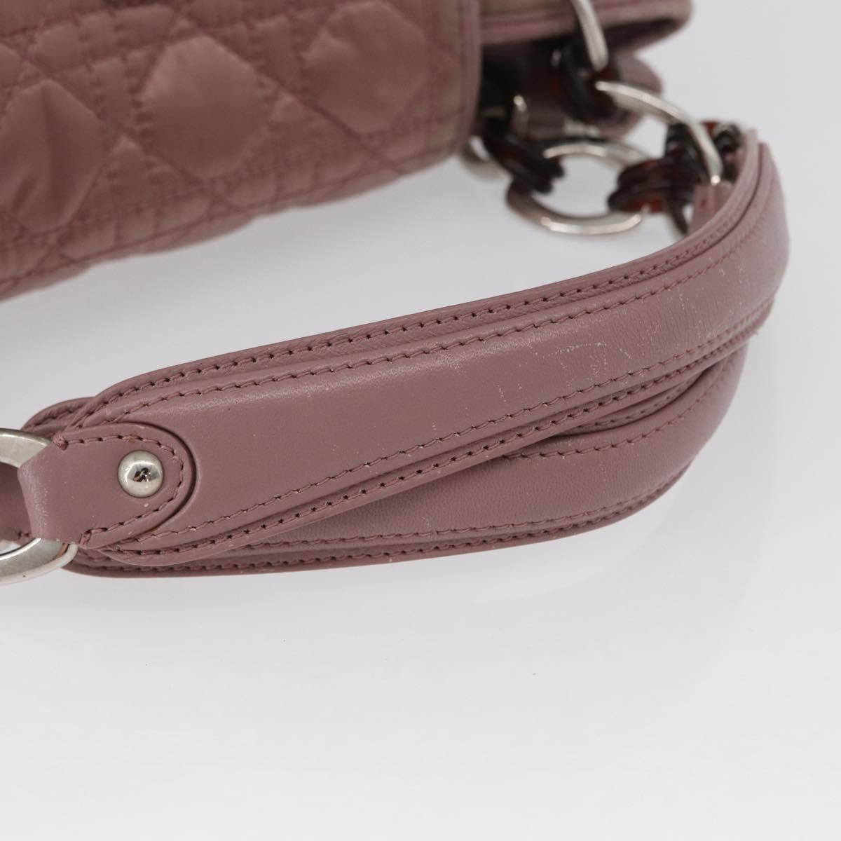 Christian Dior Canage Hand Bag Nylon Pink Silver Auth 170948