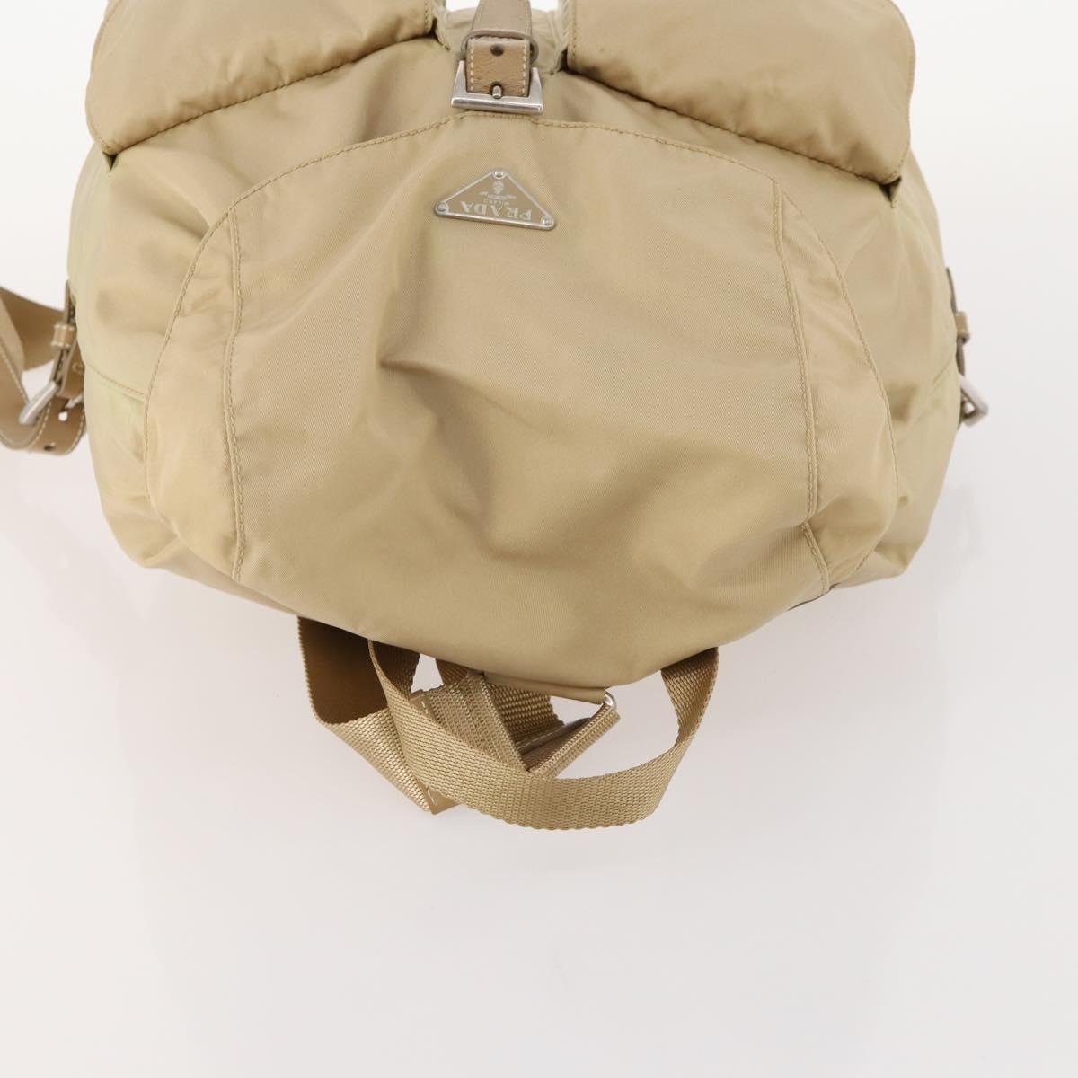 PRADA Backpack Nylon Beige Silver Auth 170950