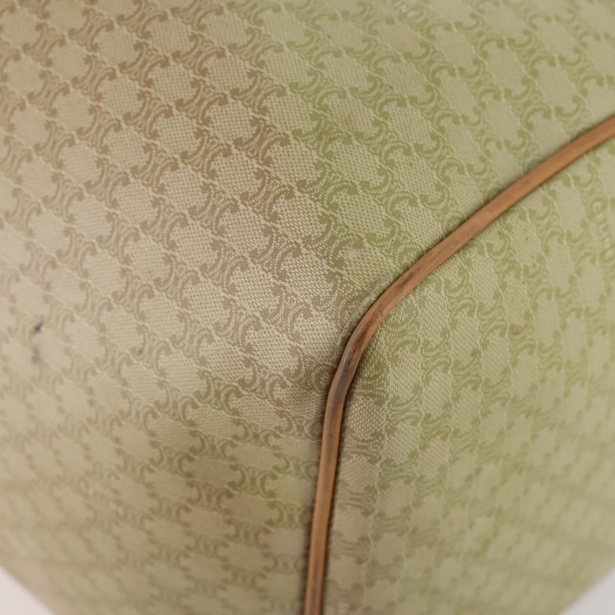 CELINE Macadam Canvas Boston Bag PVC Beige Gold Auth 170952