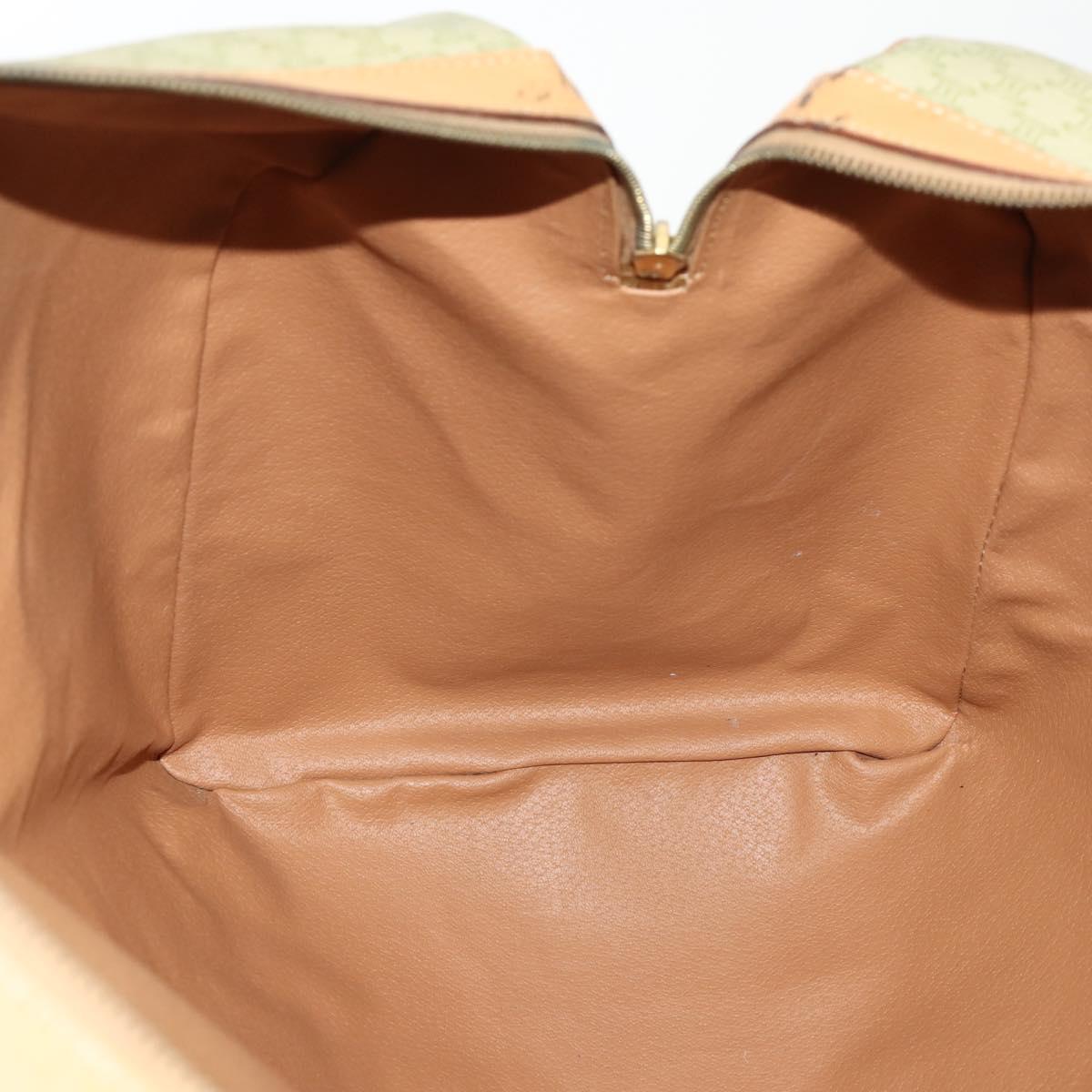 CELINE Macadam Canvas Boston Bag PVC Beige Gold Auth 170952