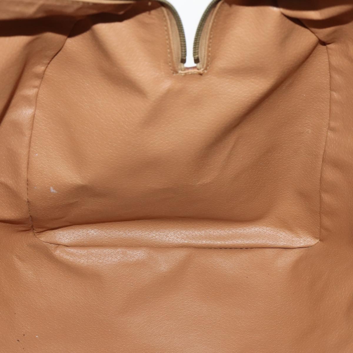 CELINE Macadam Canvas Boston Bag PVC Beige Gold Auth 170952