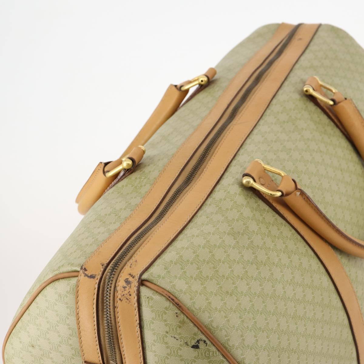 CELINE Macadam Canvas Boston Bag PVC Beige Gold Auth 170952