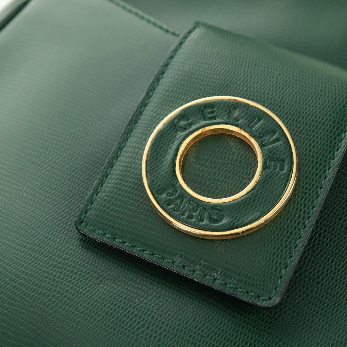 CELINE Circle Shoulder Bag Leather Green Gold Auth 170954A
