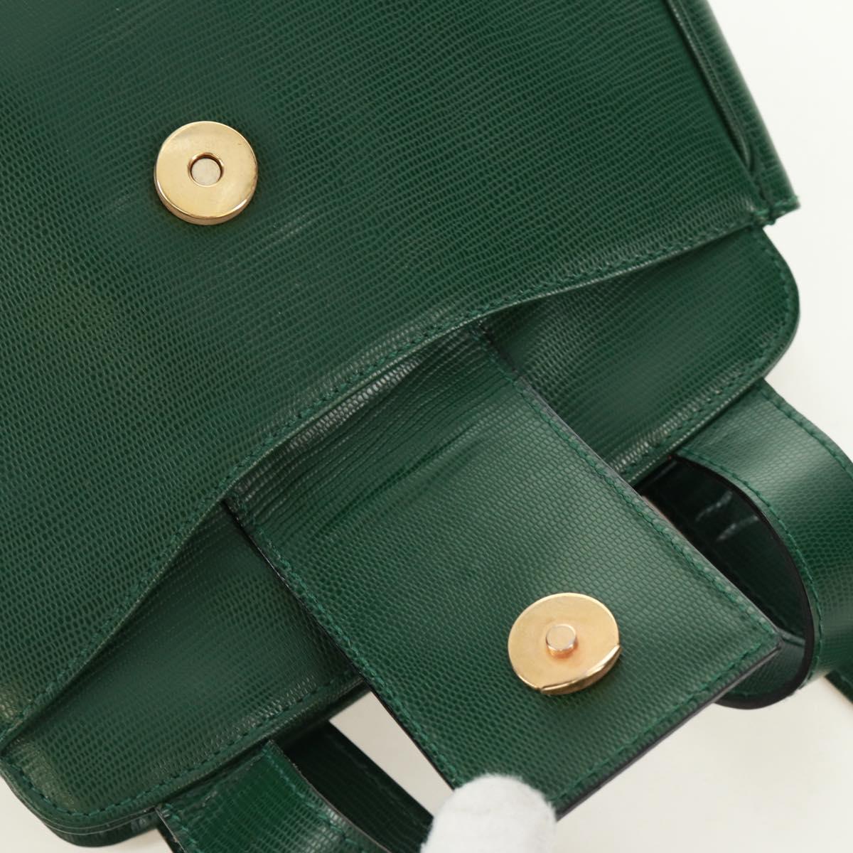 CELINE Circle Shoulder Bag Leather Green Gold Auth 170954A