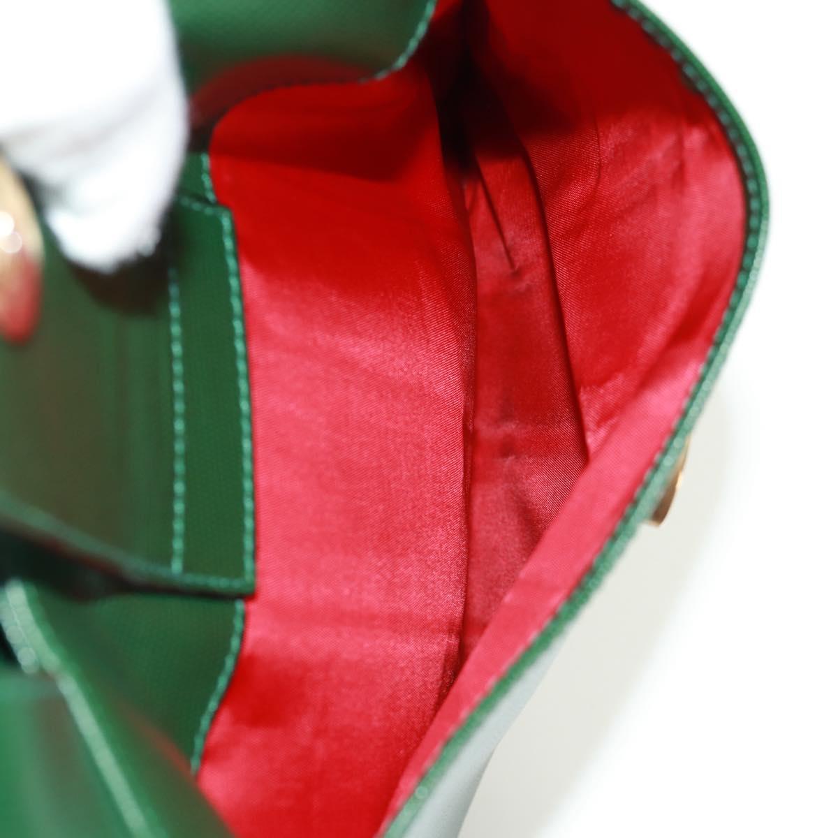 CELINE Circle Shoulder Bag Leather Green Gold Auth 170954A