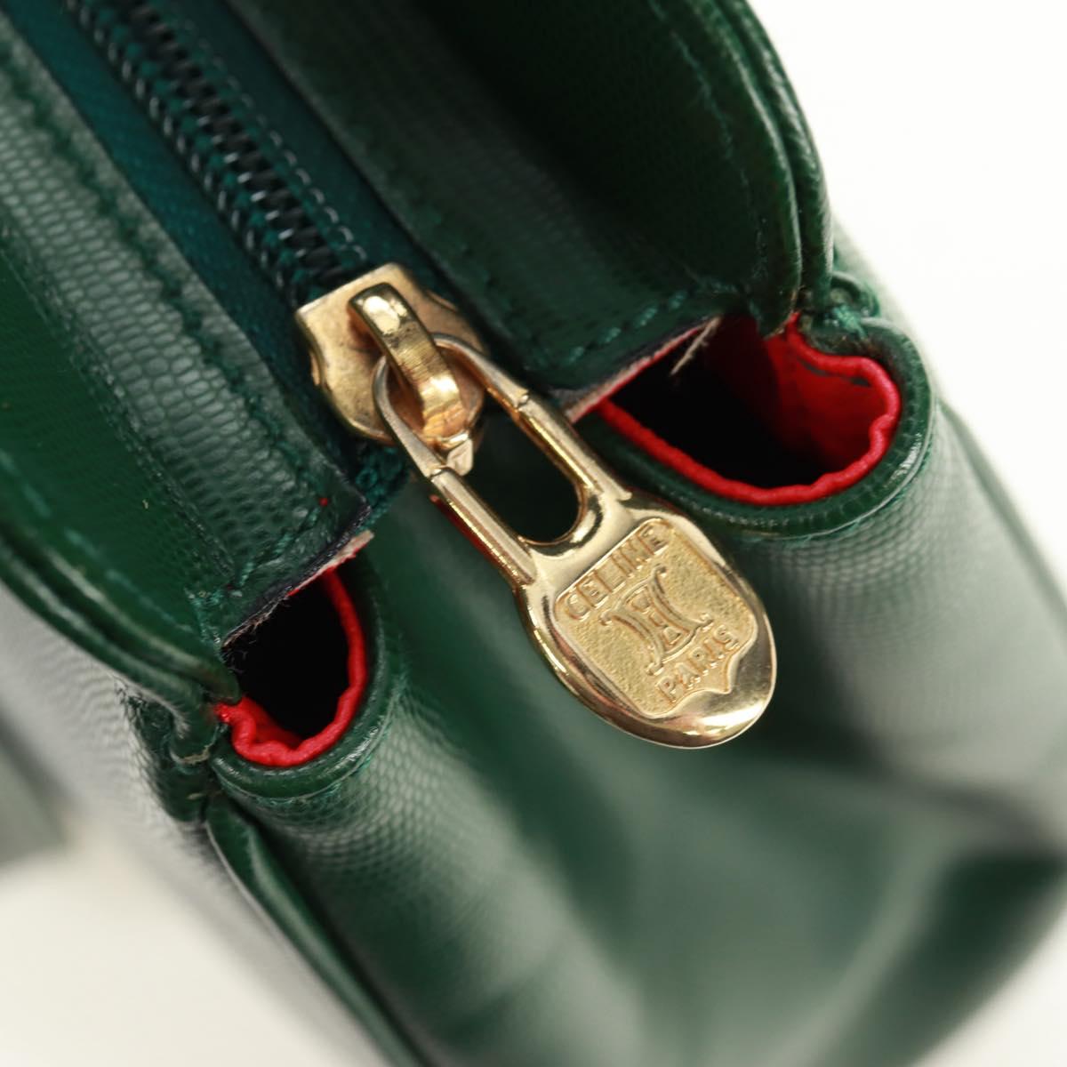 CELINE Circle Shoulder Bag Leather Green Gold Auth 170954A