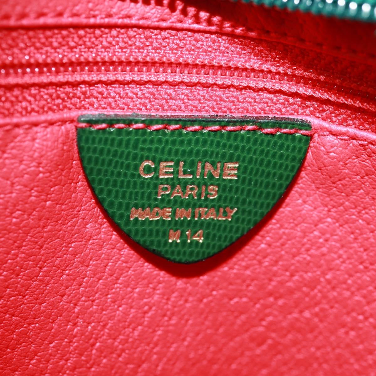 CELINE Circle Shoulder Bag Leather Green Gold Auth 170954A