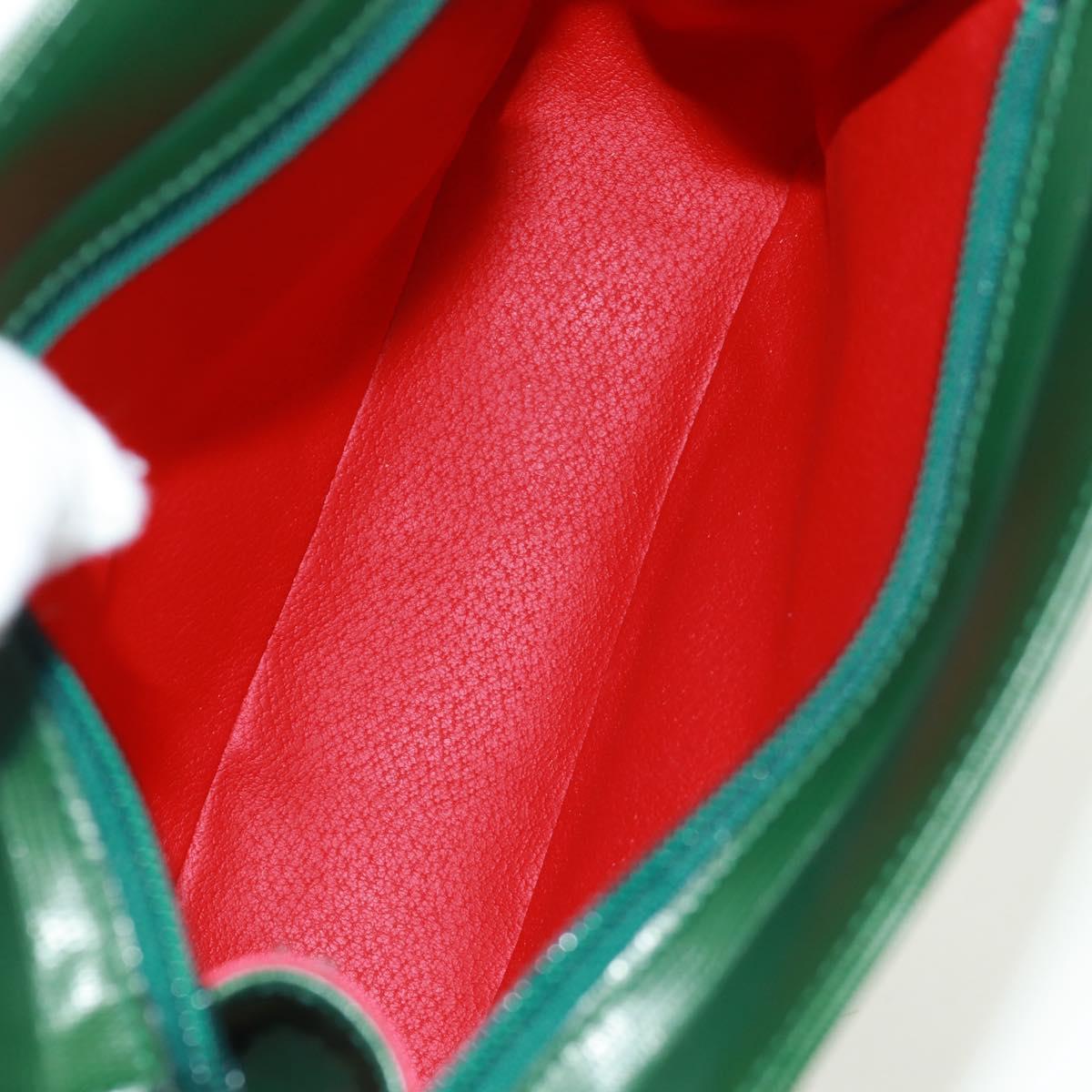 CELINE Circle Shoulder Bag Leather Green Gold Auth 170954A