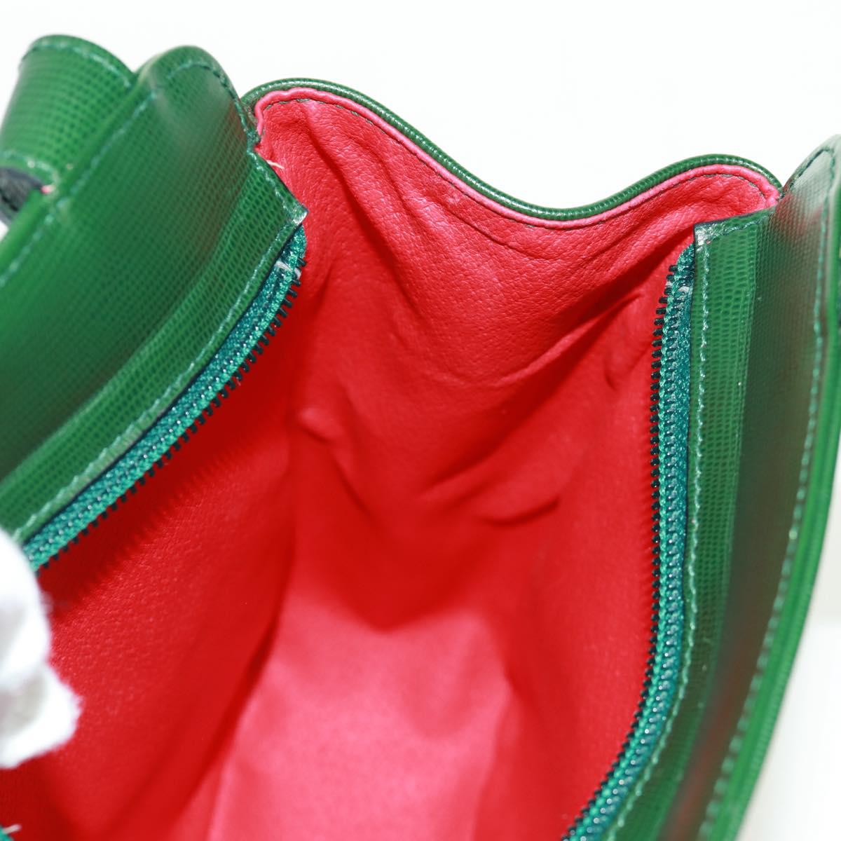 CELINE Circle Shoulder Bag Leather Green Gold Auth 170954A