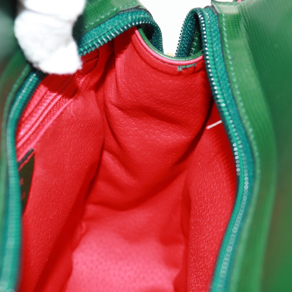 CELINE Circle Shoulder Bag Leather Green Gold Auth 170954A