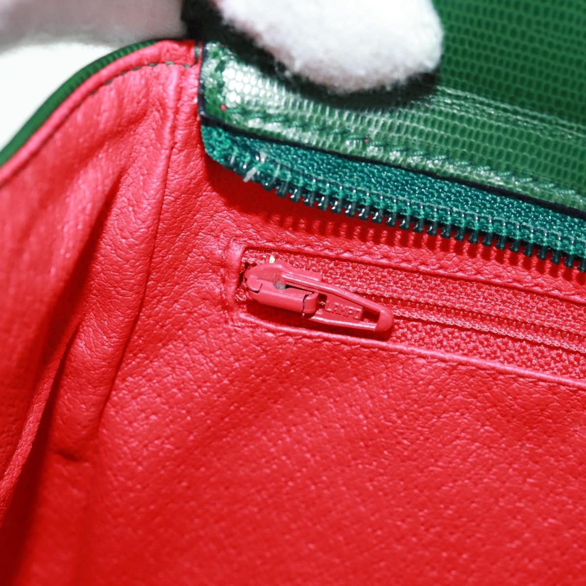 CELINE Circle Shoulder Bag Leather Green Gold Auth 170954A