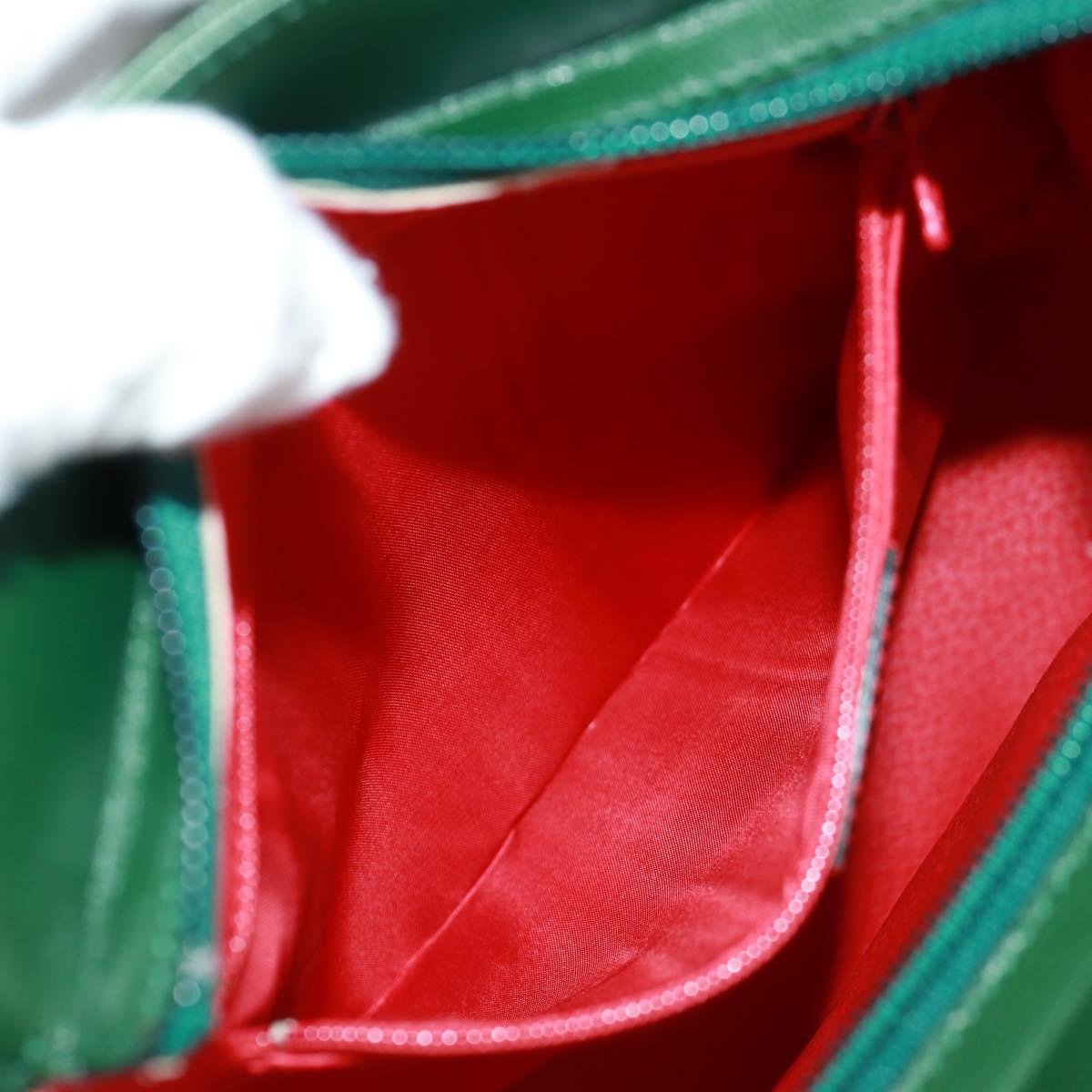 CELINE Circle Shoulder Bag Leather Green Gold Auth 170954A