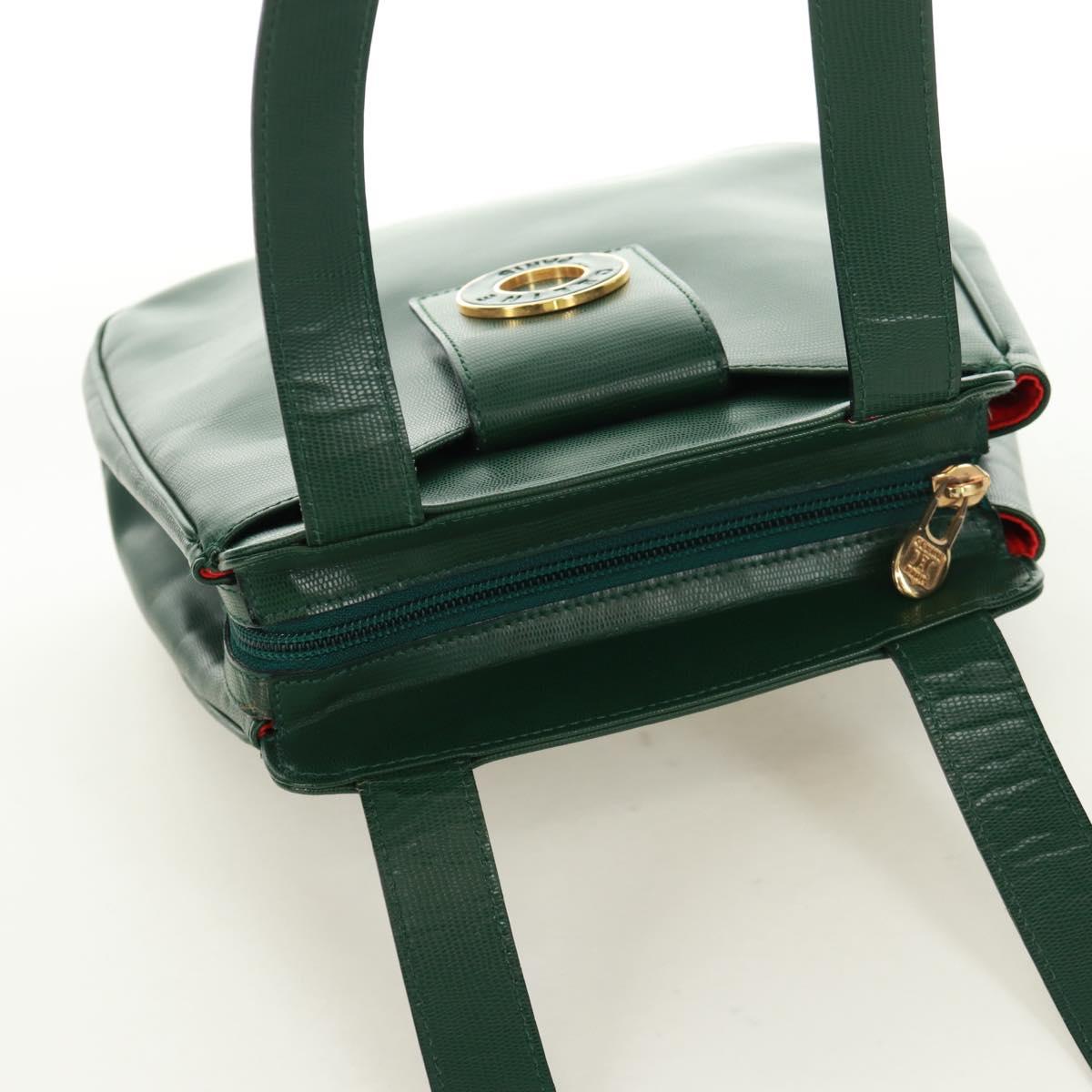 CELINE Circle Shoulder Bag Leather Green Gold Auth 170954A