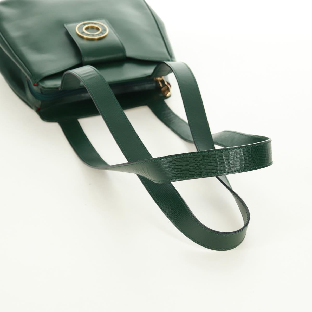 CELINE Circle Shoulder Bag Leather Green Gold Auth 170954A