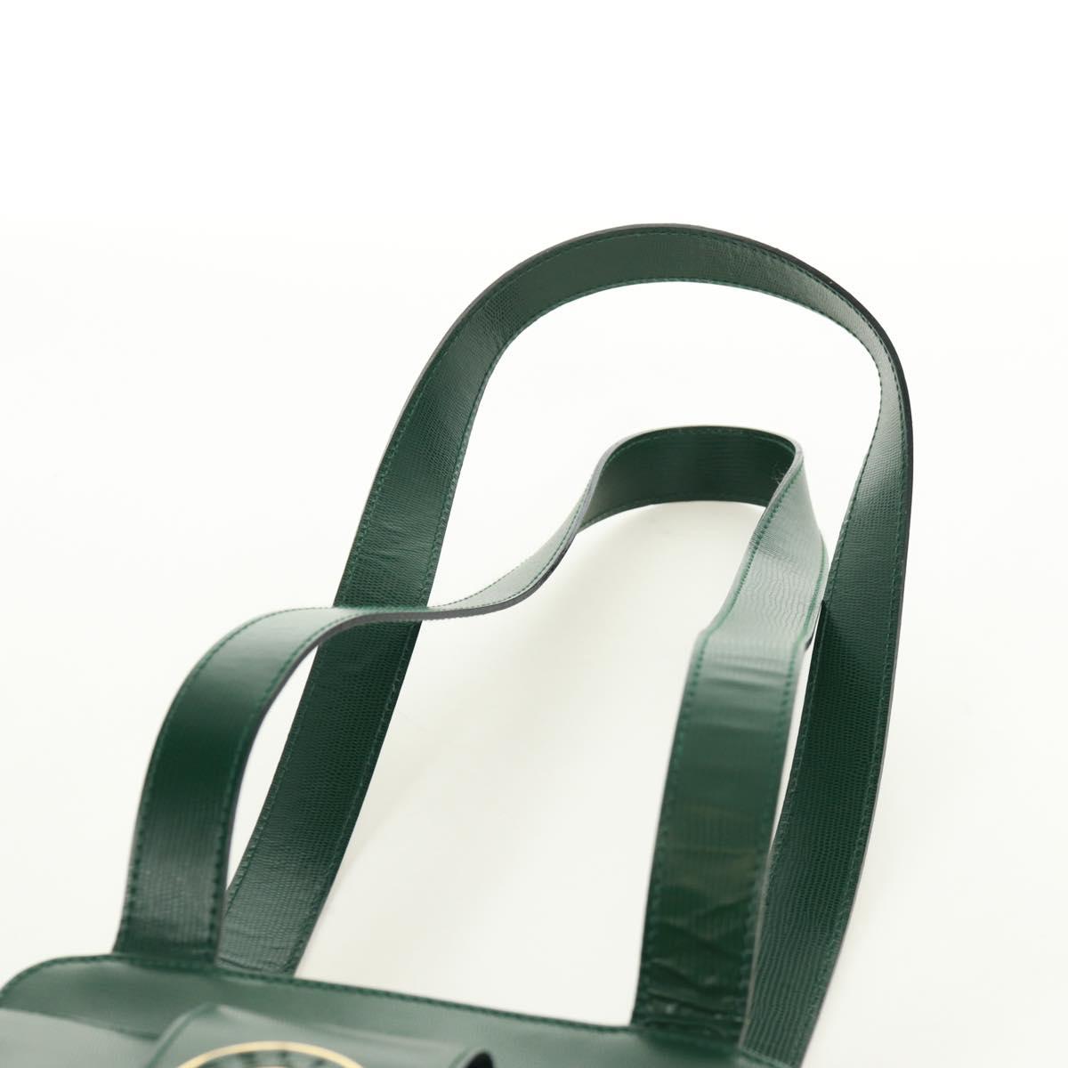 CELINE Circle Shoulder Bag Leather Green Gold Auth 170954A