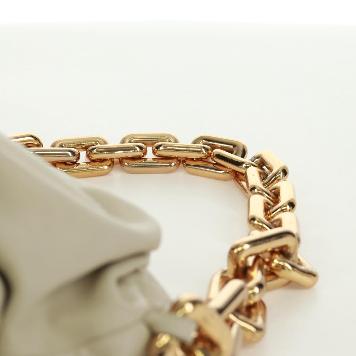 BOTTEGA VENETA Chain Shoulder Bag Leather White Gold Auth 170958V