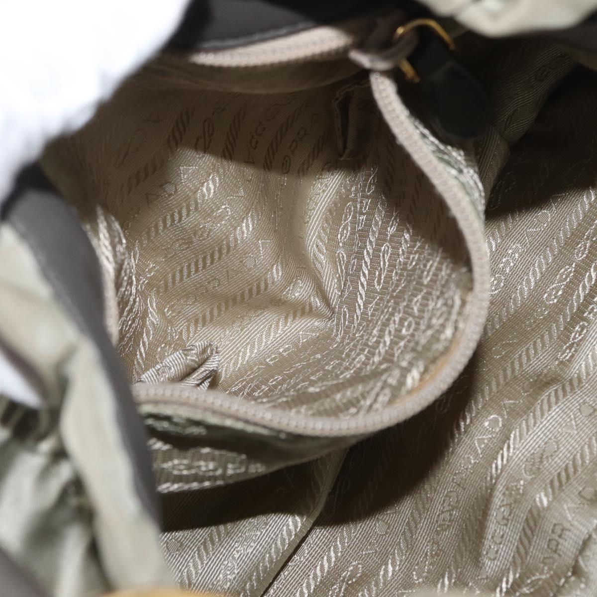 PRADA Shoulder Bag Nylon Leather Gold Light green Auth 170967