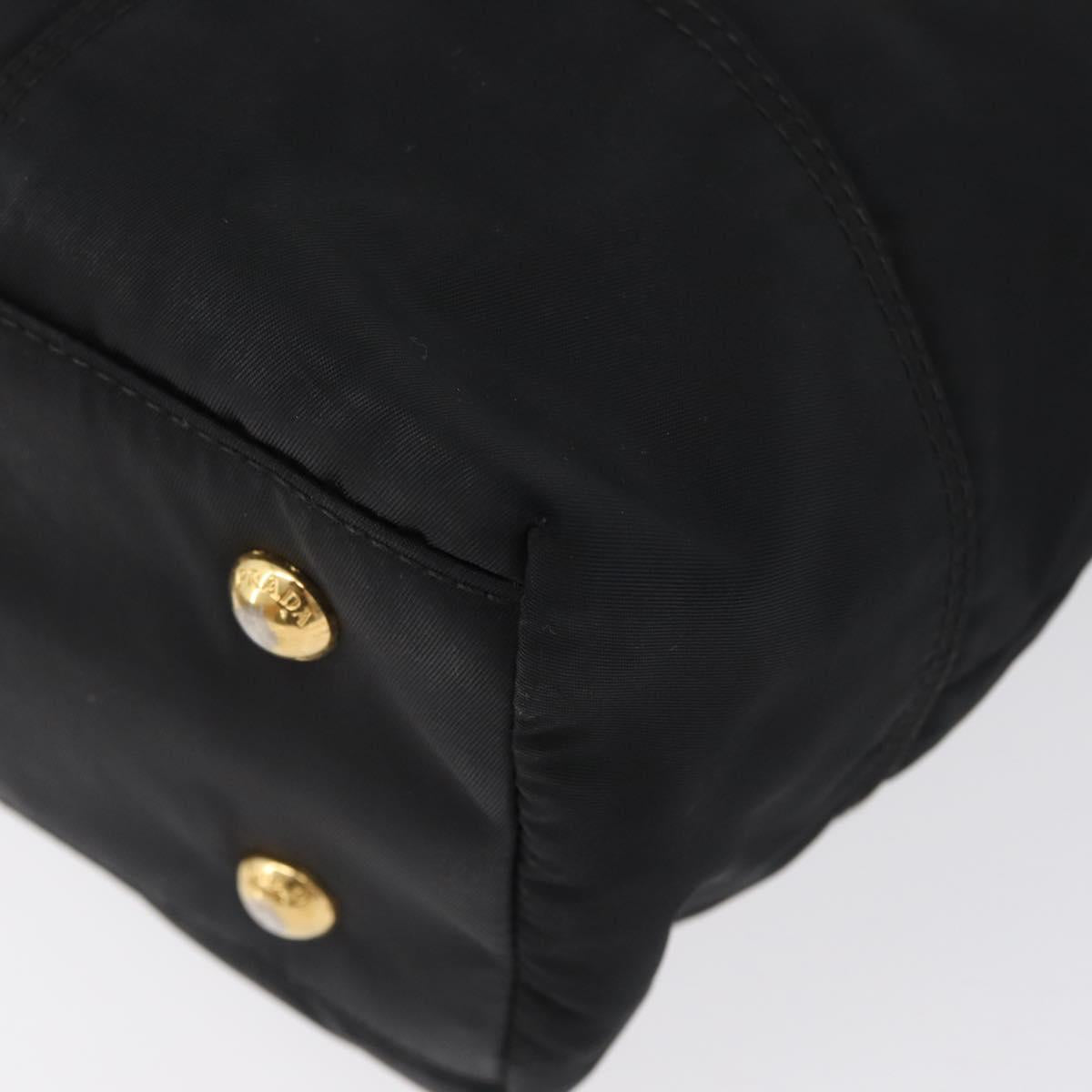 PRADA Hand Bag Nylon Black Gold Auth 170969