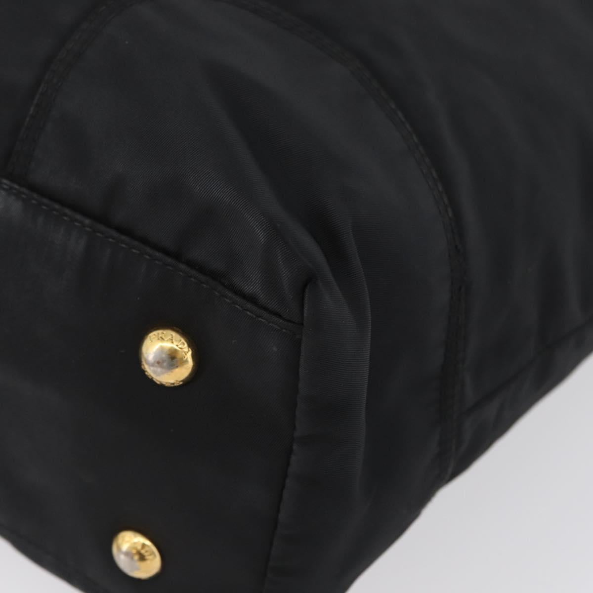 PRADA Hand Bag Nylon Black Gold Auth 170969