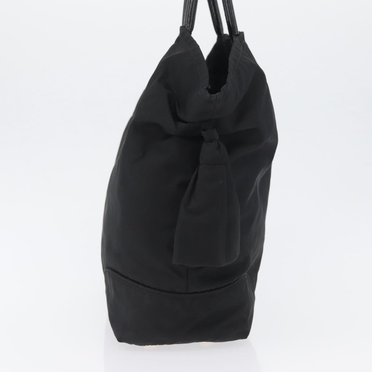 PRADA Hand Bag Nylon Black Gold Auth 170969