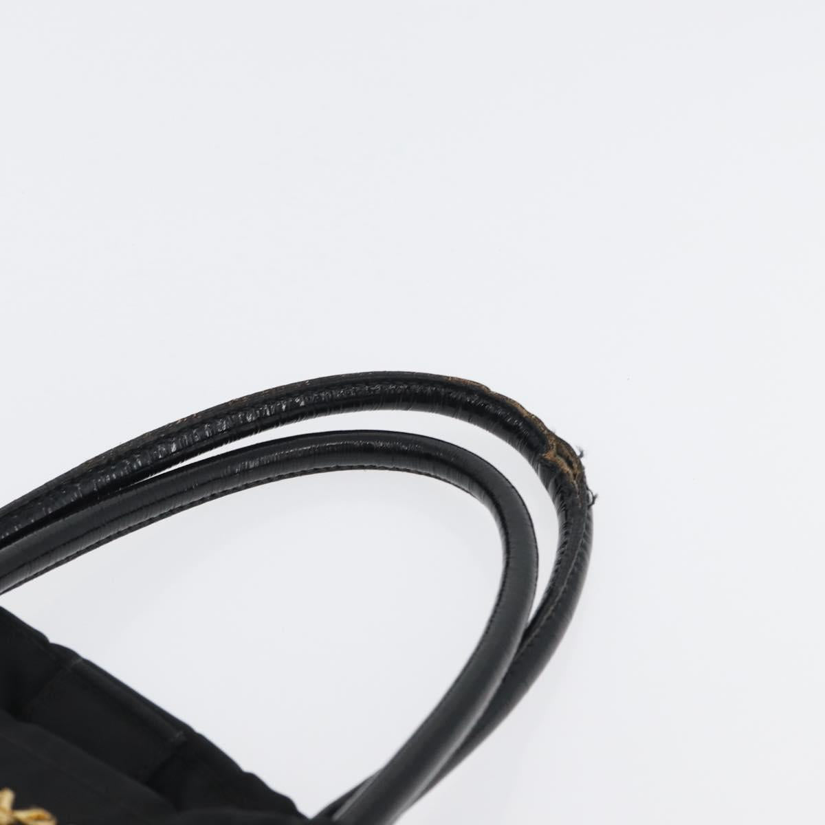 PRADA Hand Bag Nylon Black Gold Auth 170969