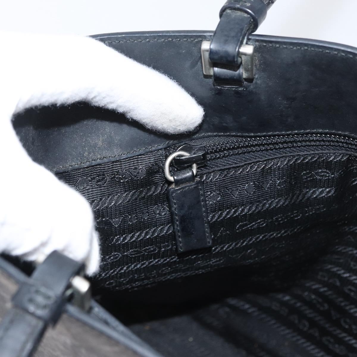 PRADA Tote Bag PVC Black Silver Auth 170971